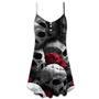 Skull Death Love Rose - V-Neck Sleeveless Cami Dress