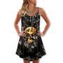 Skull Flowers Grow Out Of Dark Moments - V-Neck Sleeveless Cami Dress