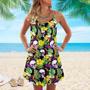 Skull Flowers Summer Tropical Style - Summer Dress