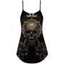 Skull Golden Skull True King Stay True Till Death - V-Neck Sleeveless Cami Dress