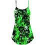 Skull Green Flame Burn - V-Neck Sleeveless Cami Dress