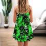 Skull Green Flame Burn - V-Neck Sleeveless Cami Dress