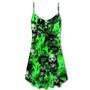 Skull Green Flame Burn - V-Neck Sleeveless Cami Dress