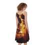 Skull In Flames Print Sleeveless Knee Length Dress