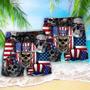 Skull Independence Day Skull US Flag Beach Short