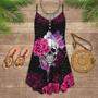 Skull Pink Rose Purple - Summer Dress