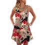 Skull With Rose Flower And Raven Gothic Style - V-Neck Sleeveless Cami Dress