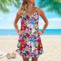 Skulls And Roses Colorful Tropical Spaghetti Strap Summer Dress