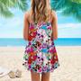 Skulls And Roses Colorful Tropical Spaghetti Strap Summer Dress