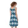 Soft Blue Argyle Pattern Print Sleeveless Knee Length Dress