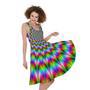 Spiky Psychedelic Optical Illusion Sleeveless Knee Length Dress