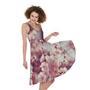 Spring Cherry Blossom Print Sleeveless Knee Length Dress