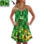 St.Patrick's Day Lucky Lips Vibe Art Style - V-Neck Sleeveless Cami Dress