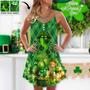 St.Patrick's Day Lucky Lips Vibe Art Style - V-Neck Sleeveless Cami Dress