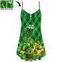 St.Patrick's Day Lucky Lips Vibe Art Style - V-Neck Sleeveless Cami Dress