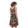 Strawberry And Flower Pattern Print Sleeveless Knee Length Dress