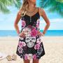 Sugar Skull Rose Floral - Summer Dress