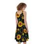 Sunflower Polygonal Pattern Print Sleeveless Knee Length Dress