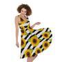 Sunflower Striped Pattern Print Sleeveless Knee Length Dress