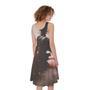 Sunset Japanese Samurai Print Sleeveless Knee Length Dress