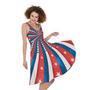 Swirly American Patriotic Print Sleeveless Knee Length Dress