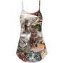 Tabby Cat Art Daily Portrait - V-Neck Sleeveless Cami Dress