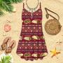 Taco And Burrito Mexican Pattern Spaghetti Strap Summer Dress