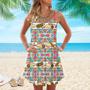 Taco And Burrito Mexican Spaghetti Strap Summer Dress