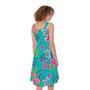 Teal Aloha Tropical Pattern Print Sleeveless Knee Length Dress