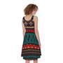 Teal And Brown Aztec Pattern Print Sleeveless Knee Length Dress