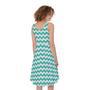 Teal And White Chevron Pattern Print Sleeveless Knee Length Dress