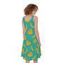 Teal Banana Pattern Print Sleeveless Knee Length Dress