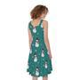 Teal Snowman Pattern Print Sleeveless Knee Length Dress