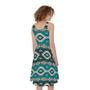 Teal Southwestern Navajo Pattern Print Sleeveless Knee Length Dress