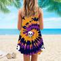 Tie Dye With Skull Pattern Spaghetti Strap Summer Dress