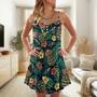 Tiki Hawaii And Leaf Tropical Style - V-Neck Sleeveless Cami Dress