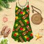 Tiki Mask Hibiscus Flowers Tropical Summer On Paradise Beach Spaghetti Strap Summer Dress