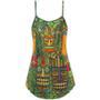 Tiki Mask Tropical Hawaii Sur Board And Palm Leaves - V-Neck Sleeveless Cami Dress