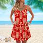 Tiki Tapa Pattern Spaghetti Strap Summer Dress