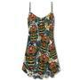 Tiki Tribal Mask With Tropical Leaves - V-Neck Sleeveless Cami Dress