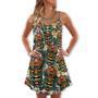 Tiki Tribal Mask With Tropical Leaves - V-Neck Sleeveless Cami Dress