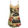 Train Vintage Merry Christmas - V-Neck Sleeveless Cami Dress