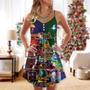 Train Vintage Merry Christmas Vibe - V-Neck Sleeveless Cami Dress