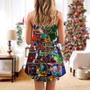 Train Vintage Merry Christmas Vibe - V-Neck Sleeveless Cami Dress