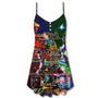 Train Vintage Merry Christmas Vibe - V-Neck Sleeveless Cami Dress