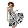 Tribal Maori Polynesian Tattoo Print Sleeveless Knee Length Dress