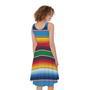 Tribal Mexican Blanket Stripe Print Sleeveless Knee Length Dress