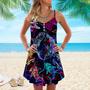 Tribal Shark Neon Maori Tropical Spaghetti Strap Summer Dress