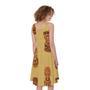 Tribal Tiki Mask Pattern Print Sleeveless Knee Length Dress