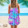 Trippy Hippie Mushrooms Neon Peace Spaghetti Strap Summer Dress